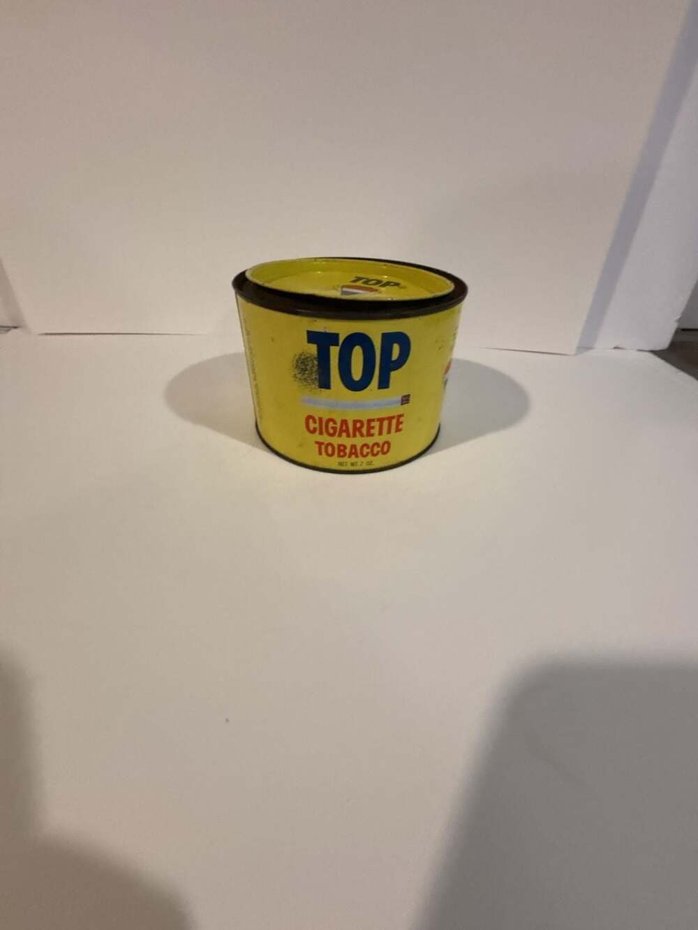 Vintage Top Cigarette Tobacco Container Tin Litho RJ Reynolds w/Wkg. Lid & Tab
